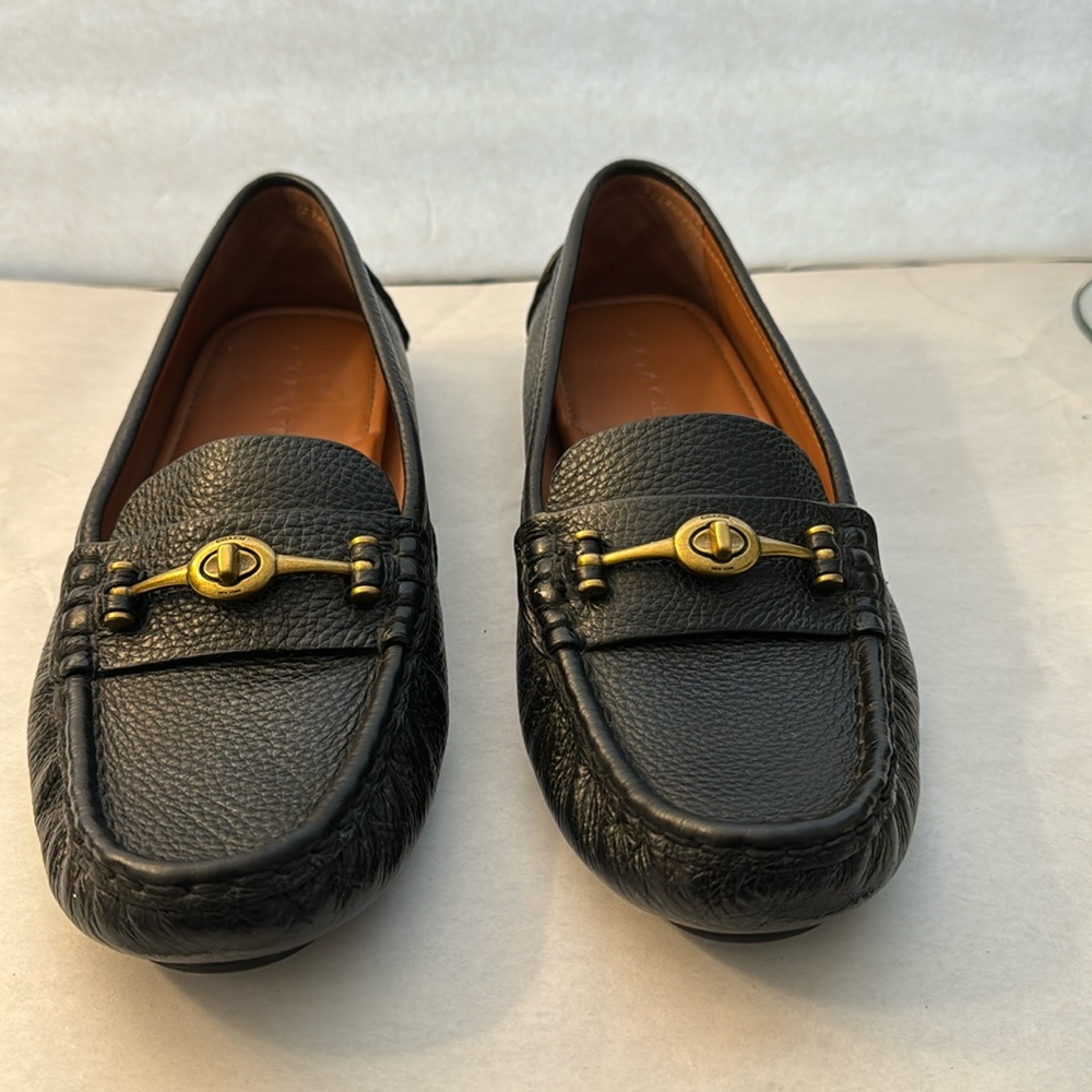 Coach Crosby Turnlock Driver Black Pebbled Leather Women's Size 9.B-39.5 G2672